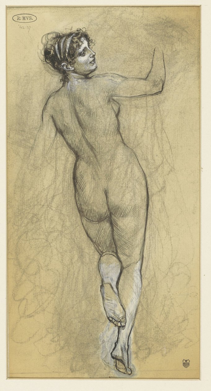Mulher nua em pé, vista de trás de Georg Sturm