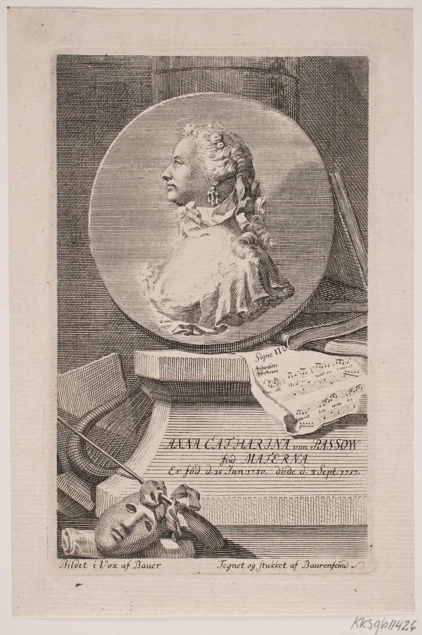 A atriz Anna Catharina von Passow de Georg Vilhelm Baurenfeind