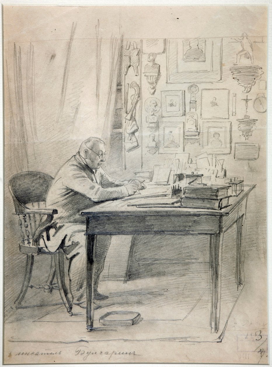 Faddei Boulgarine - Retrato do autor Faddei Bulgarin (1789-1859) par Timm, Vasily (George Wilhelm) (1820-1895) de Georg Wilhelm Timm