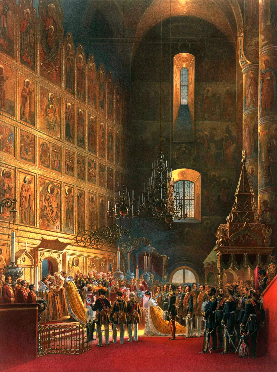 A unção do czar Alexandre II da Rússia, Moscou, 1856. de Georg Wilhelm Timm