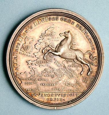 Medalha comemorativa da adesão de George I de Georg Wilhelm Vestner