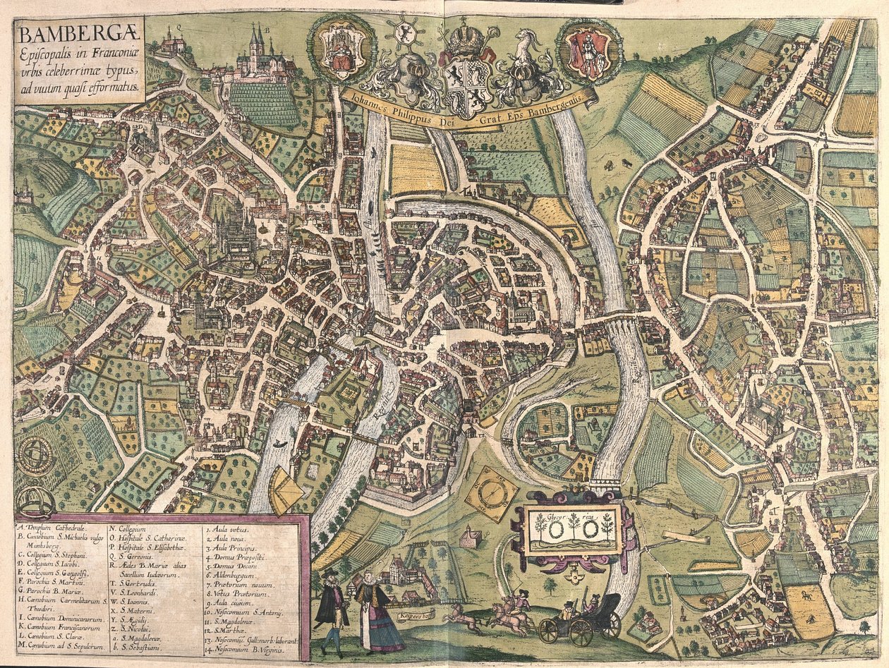 Bambergen (Alemanha) (gravura de Georg Braun and Hogenberg Franz