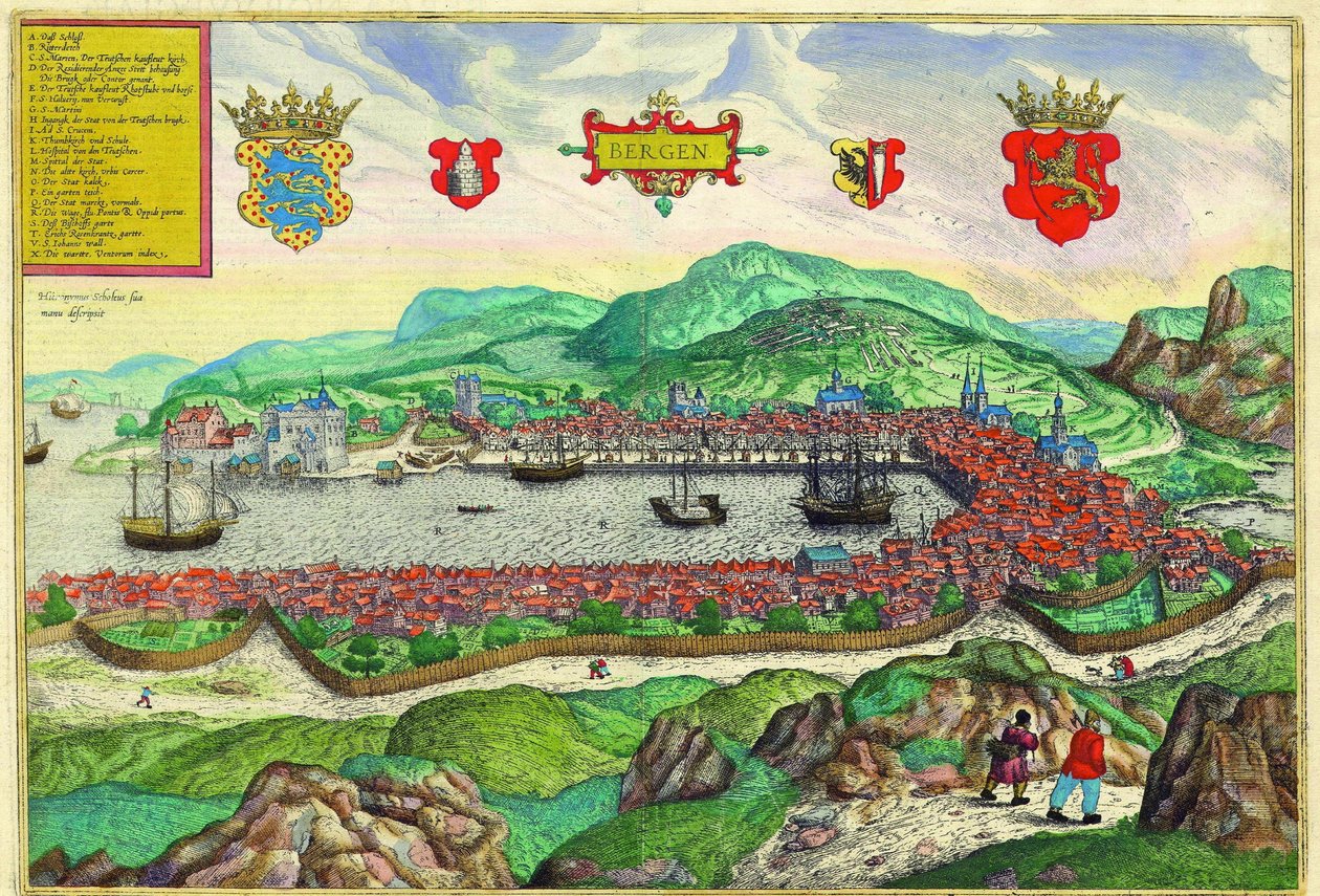 Bergen, Noruega de Georg and Hogenberg Franz (1535 90) Braun