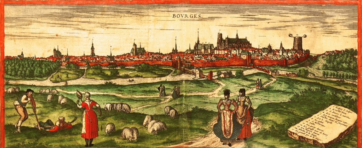 Bourges, - Cidade Romana de Georg and Hogenberg Franz (1535 90) Braun