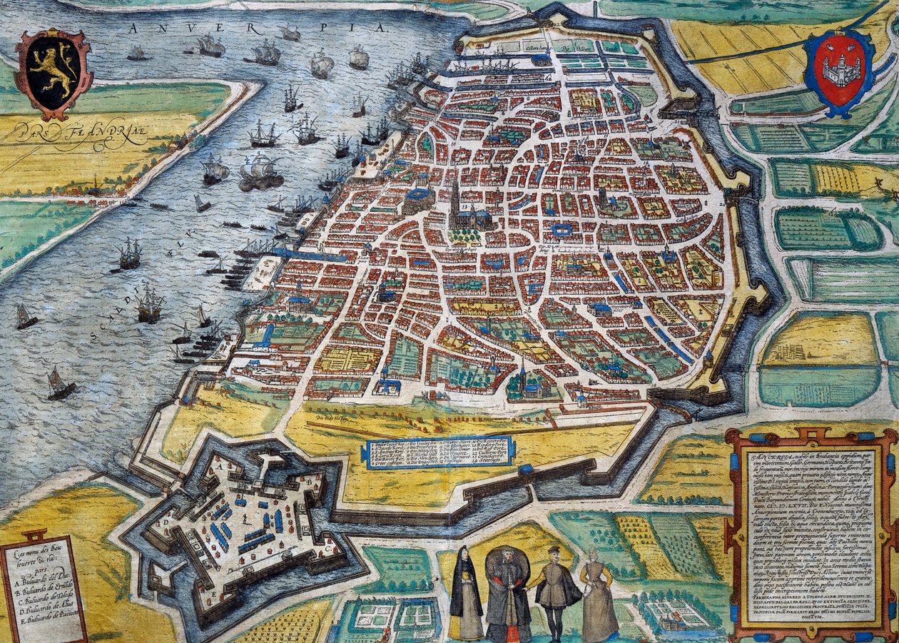 Cidade de Antuérpia de Georg Braun and Hogenberg Franz