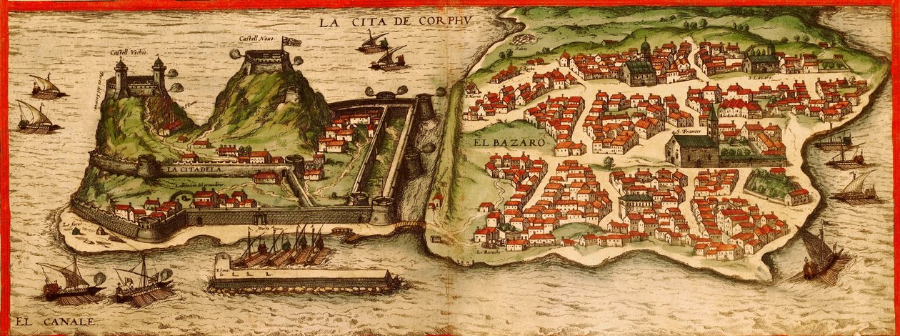 Corfu, Grécia de Georg and Hogenberg Franz (1535 90) Braun