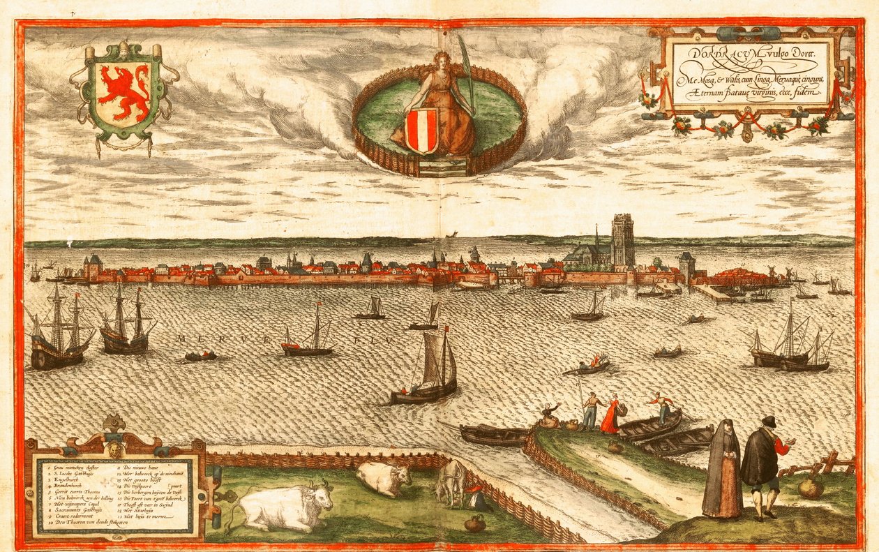 Dordrecht, Países Baixos de Georg and Hogenberg Franz (1535-90) Braun
