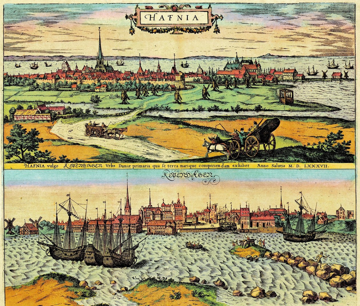 Hafnia/Kobenhavn, Dinamarca de Georg Braun and Hogenberg Franz