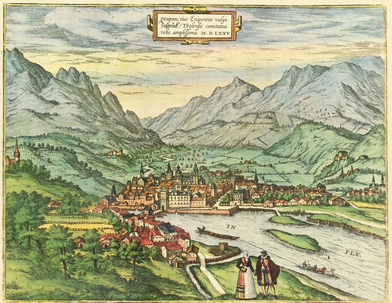 Innsbruck, Áustria, Tirol de Georg and Hogenberg Franz (1535 90) Braun