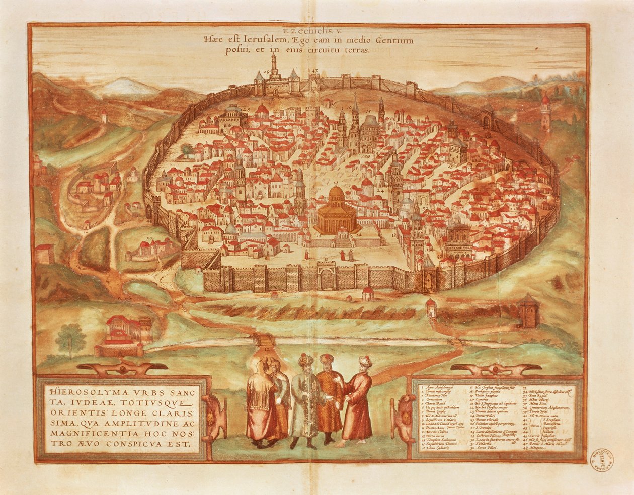 Jerusalém do Civitates Orbis Terrarum, de Georg Braun de Georg Braun and Hogenberg Franz