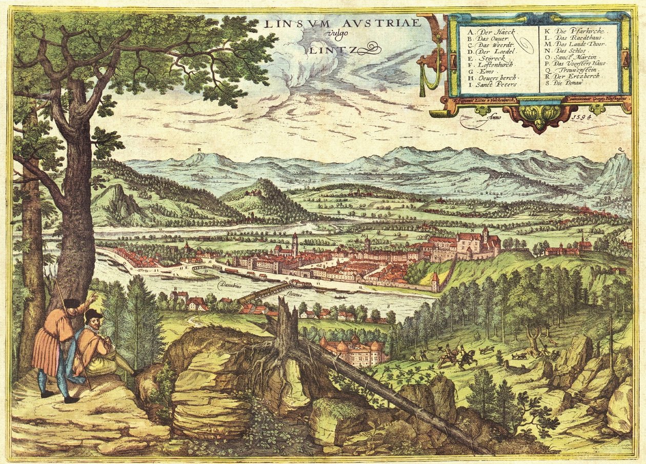 Linz, Áustria de Georg and Hogenberg Franz (1535 90) Braun
