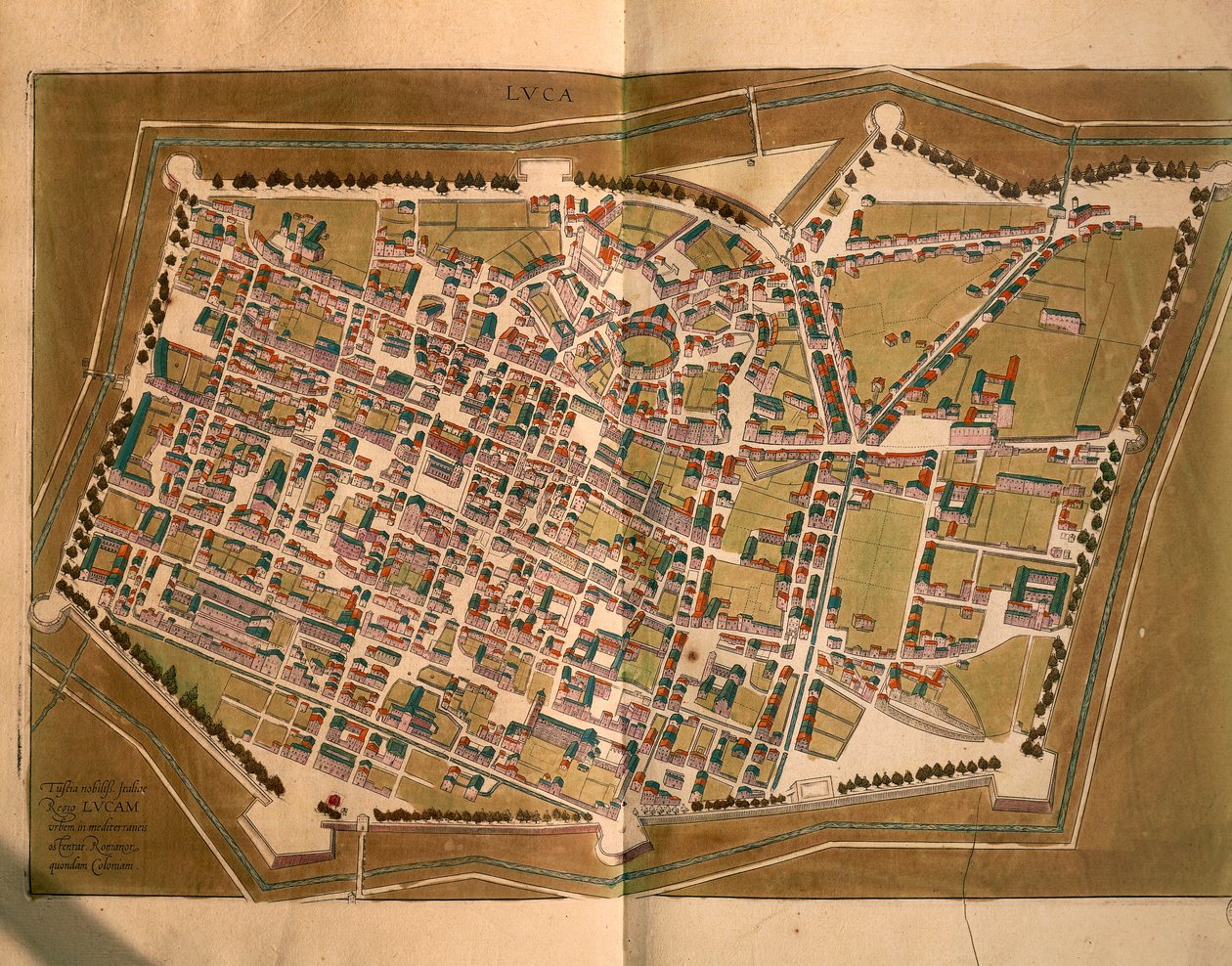 Lucca, do Civitates Orbis Terrarum, de Georg Braun e Franz Hogenberg, gravura de Georg Braun and Hogenberg Franz