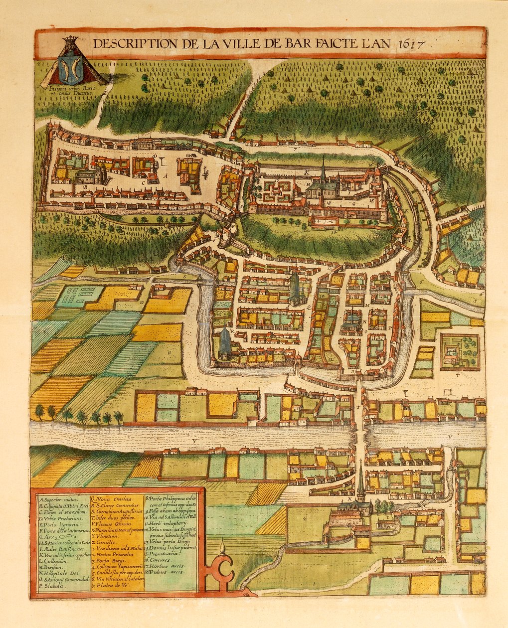 Mapa de Bar-Le-Duc de Civitates Orbis Terrarum por Georg Braun de Georg Braun and Hogenberg Franz