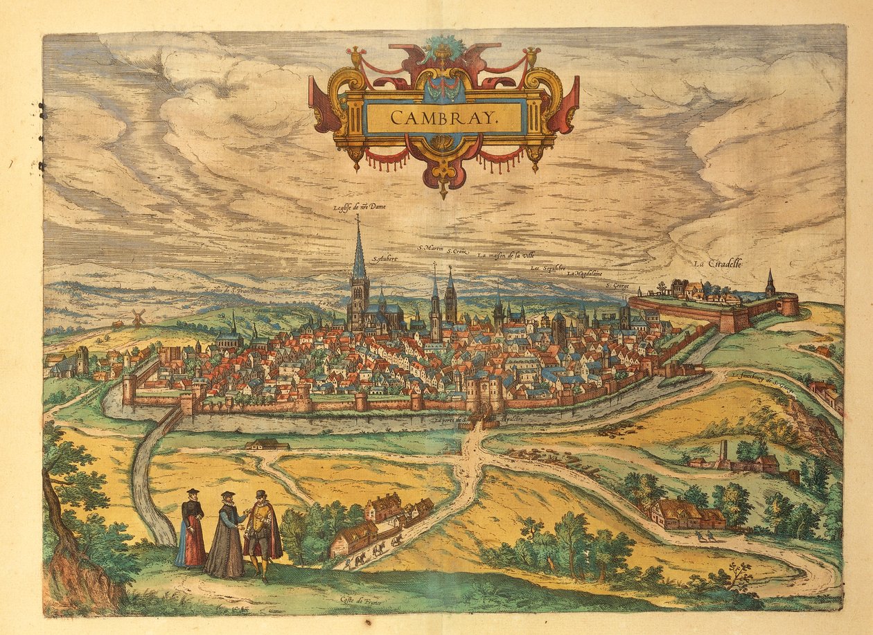 Mapa de Cambrai de Civitates Orbis Terrarum por Georg Braun de Georg Braun and Hogenberg Franz