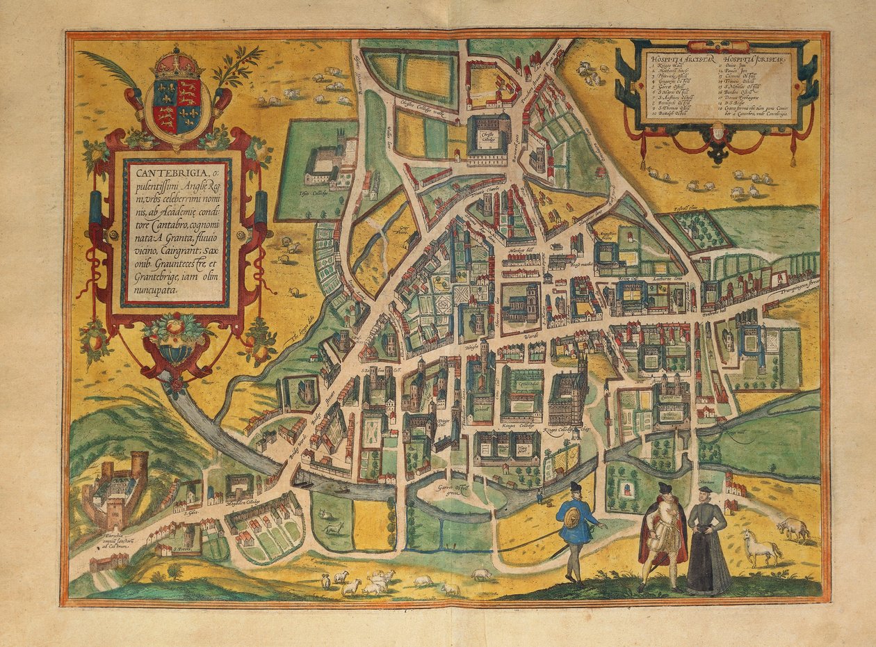 Mapa de Cambridge de Civitates Orbis Terrarum, de Georg Braun de Georg Braun and Hogenberg Franz