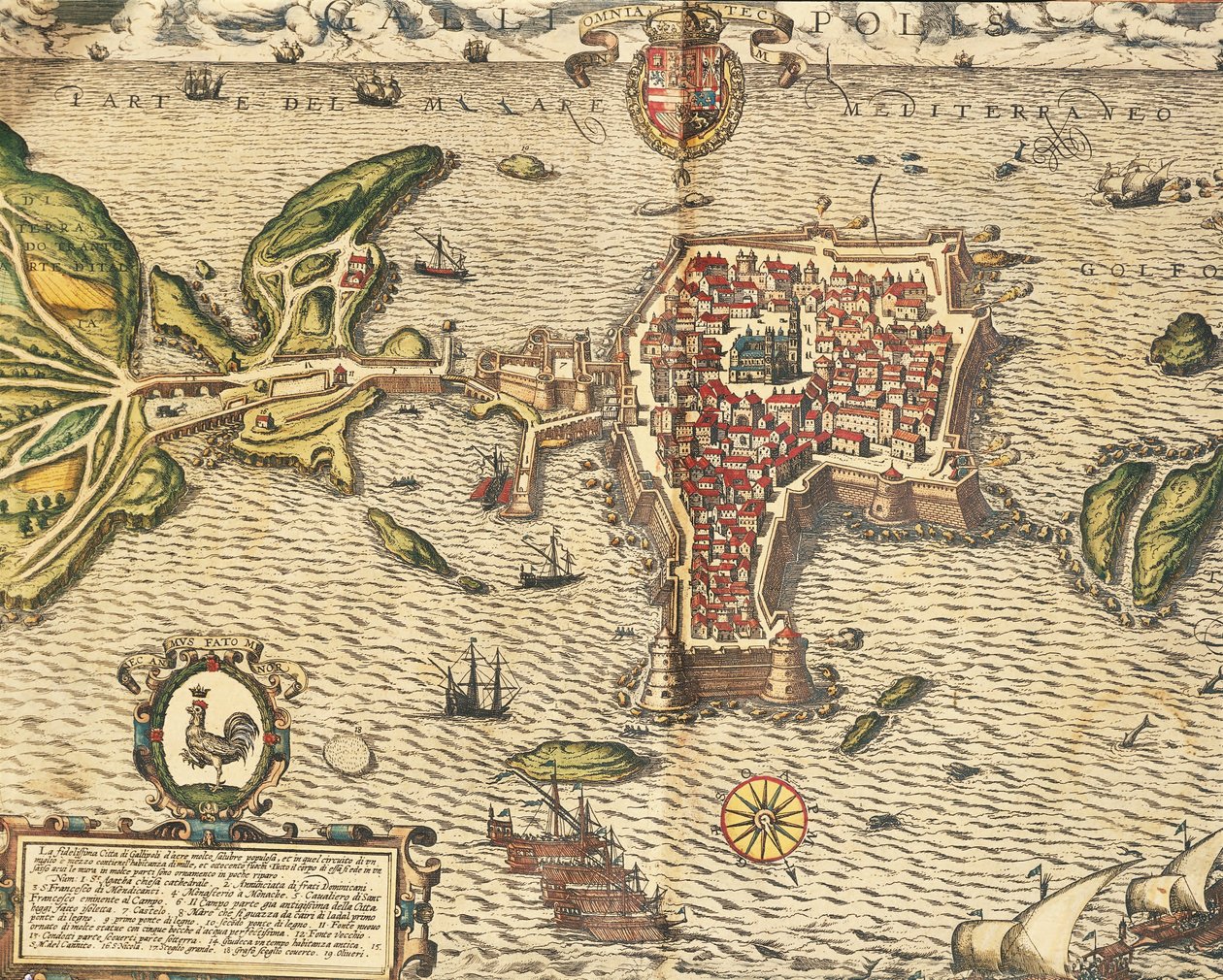 Mapa de Gallipoli, de Civitates Orbis Terrarum, de Georg Braun de Georg Braun and Hogenberg Franz