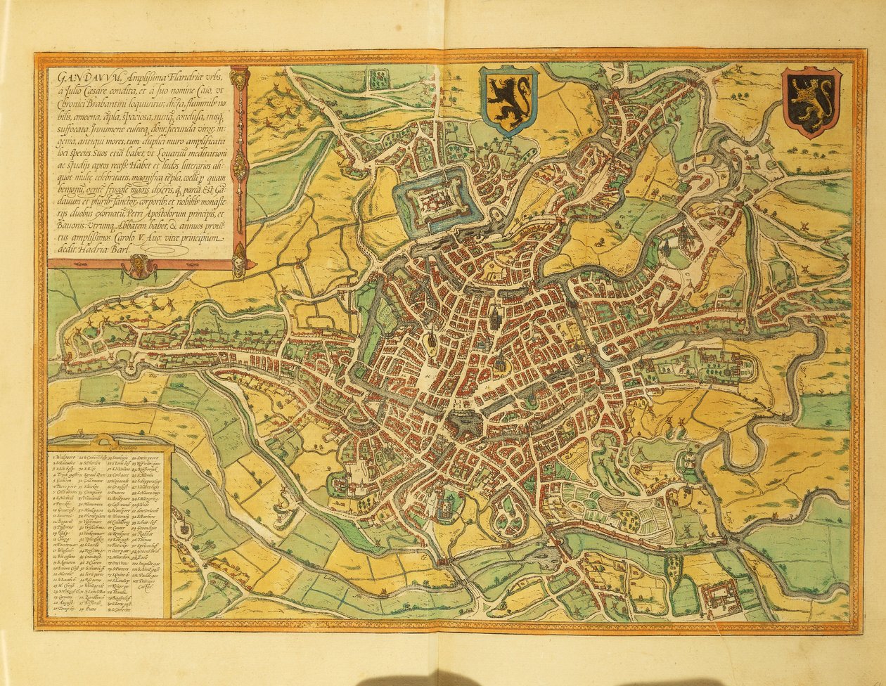 Mapa de Ghent, Gand de Civitates Orbis Terrarum, de Georg Braun de Georg Braun and Hogenberg Franz