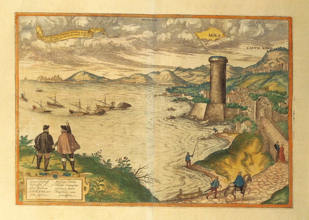 Mapa de Mola di Bari, região da Apúlia de Civitates Orbis Terrarum, de Georg Braun de Georg Braun and Hogenberg Franz
