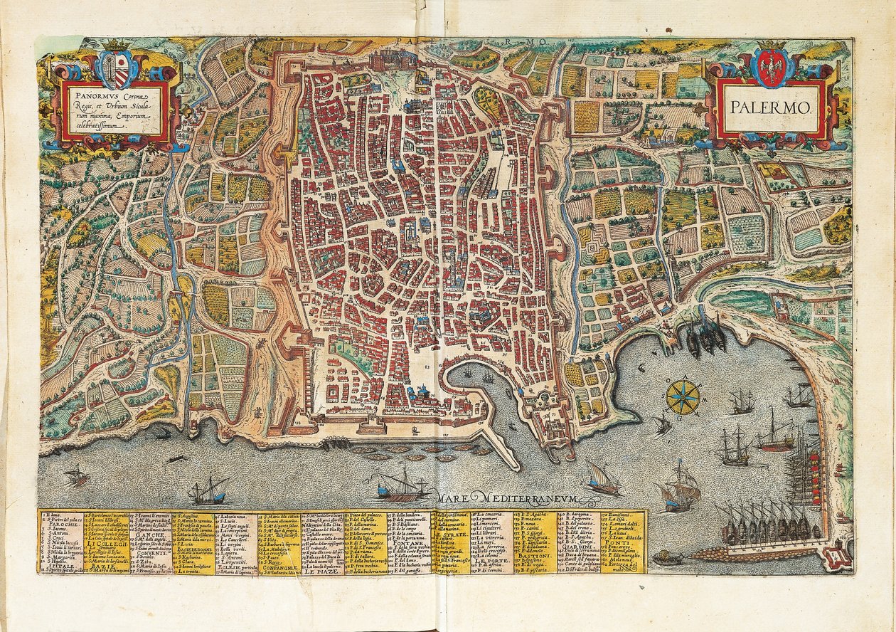 Mapa de Palermo de Civitates Orbis Terrarum, de Georg Braun de Georg Braun and Hogenberg Franz