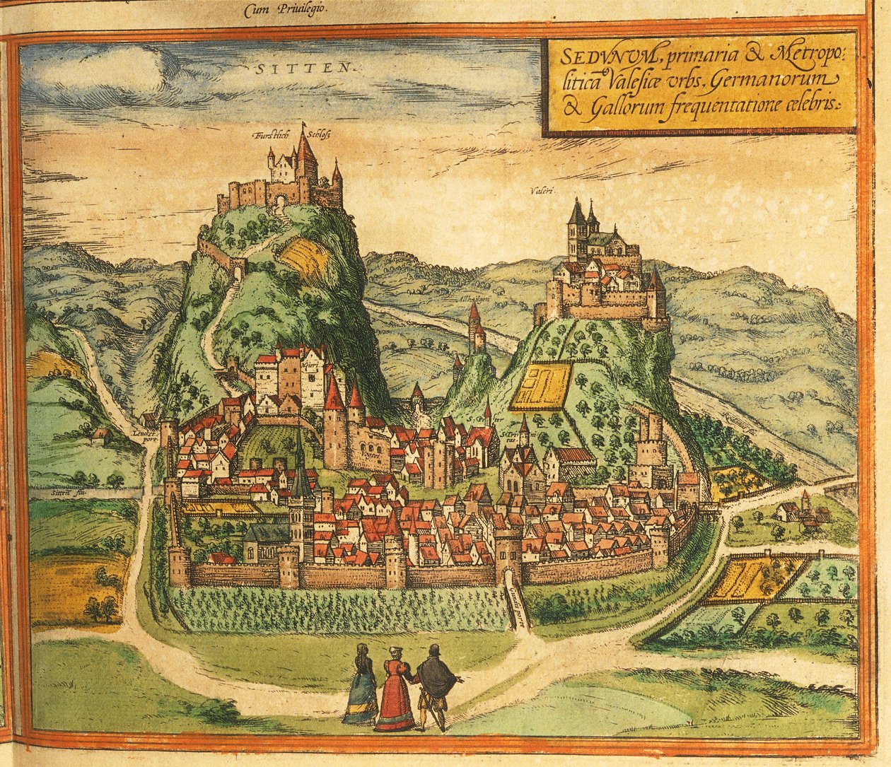 Mapa de Sion do Civitates Orbis Terrarum, de Georg Braun de Georg Braun and Hogenberg Franz