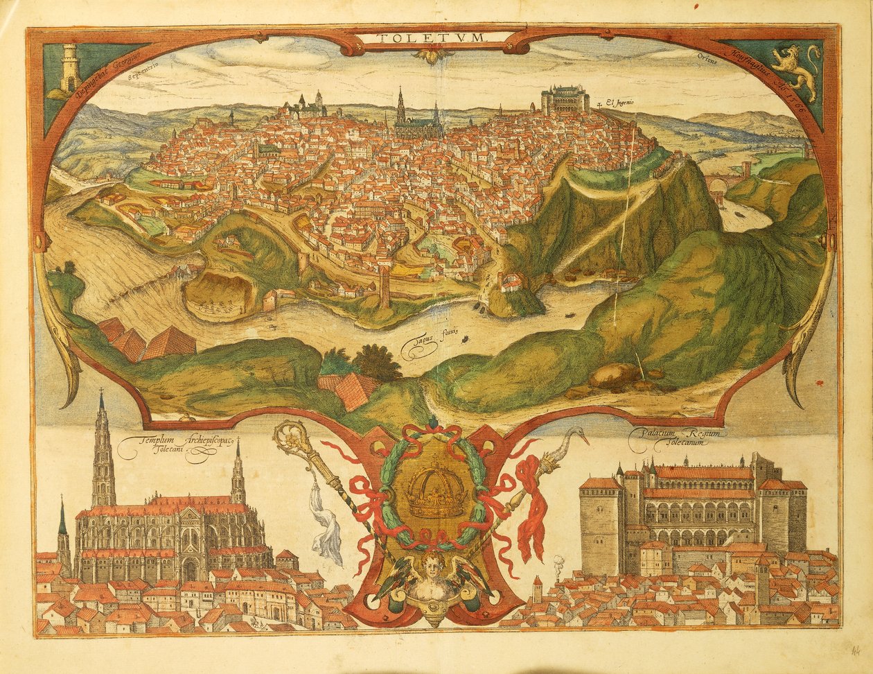 Mapa de Toledo do Civitates Orbis Terrarum, de Georg Braun de Georg Braun and Hogenberg Franz