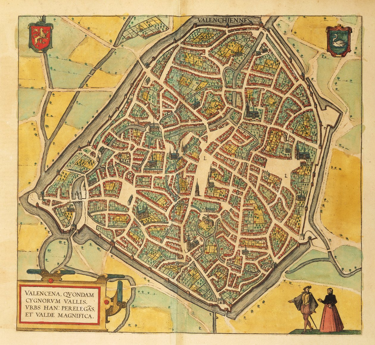 Mapa de Valenciennes de Civitates Orbis Terrarum, de Georg Braun de Georg Braun and Hogenberg Franz