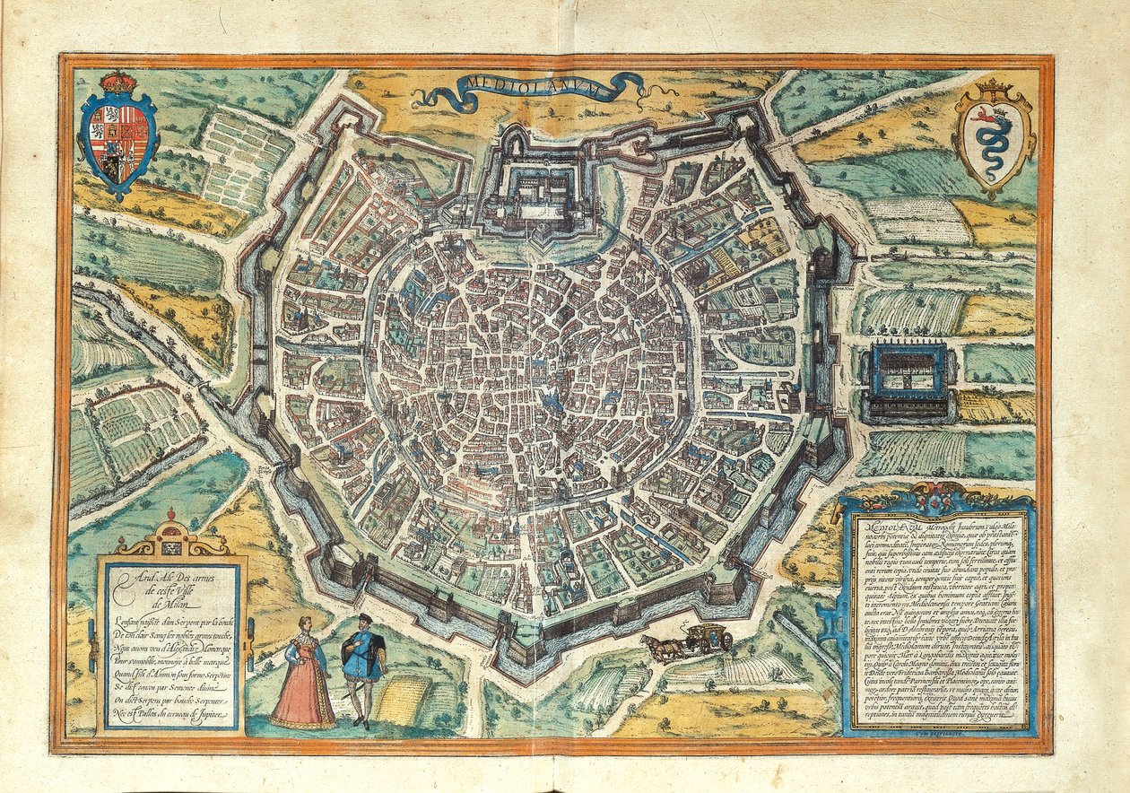 Milão do Civitates Orbis Terrarum, de Georg Braun de Georg Braun and Hogenberg Franz