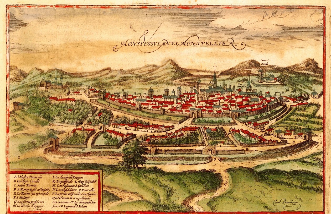 Montpellier, França de Georg and Hogenberg Franz (1535 90) Braun