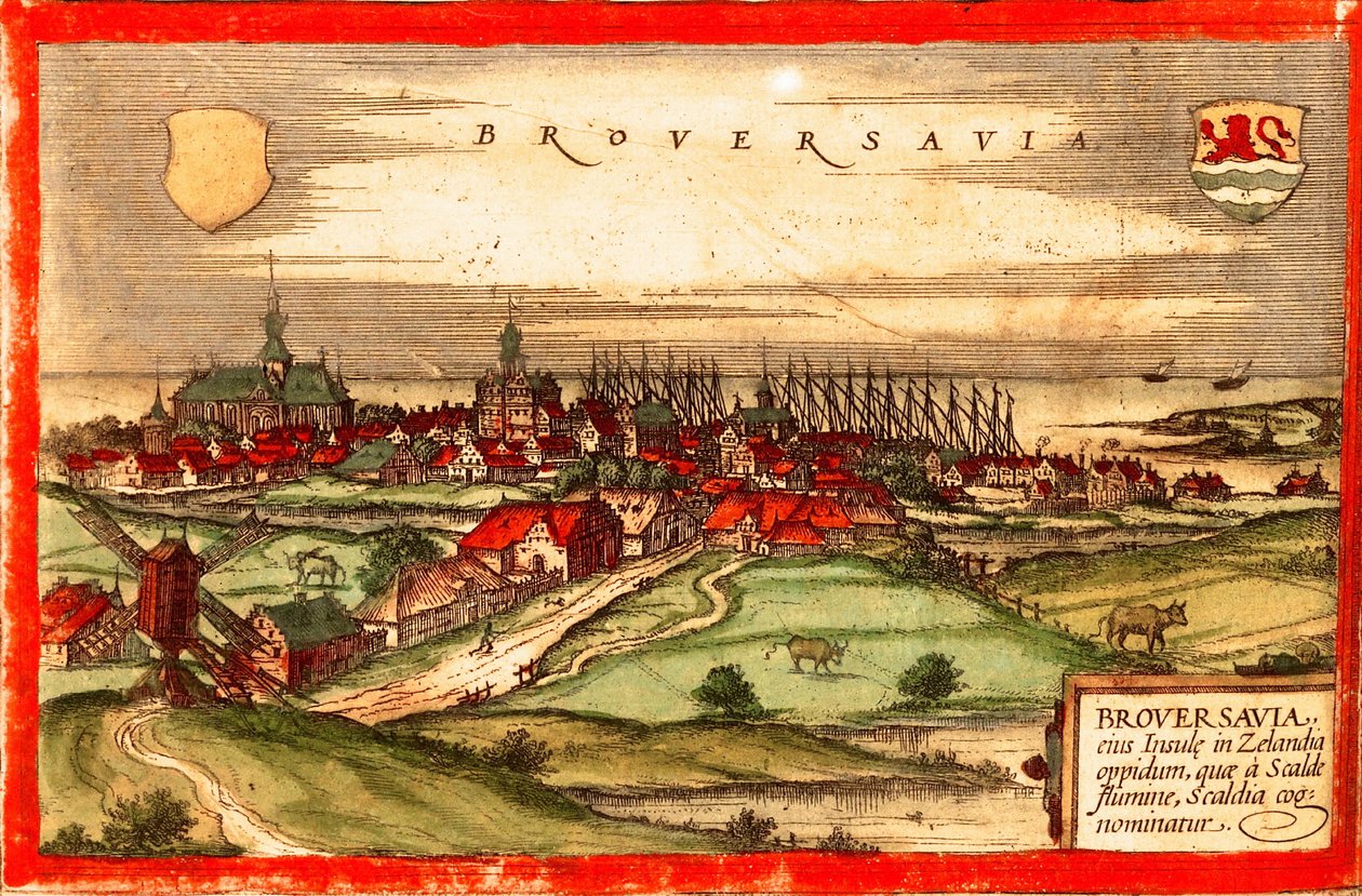 Países Baixos, Zelândia, Brouvershaven de Georg and Hogenberg Franz (1535-90) Braun