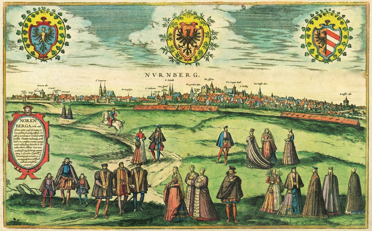 Nurnberg, Nuremberga, Alemanha de Georg and Hogenberg Franz (1535 90) Braun