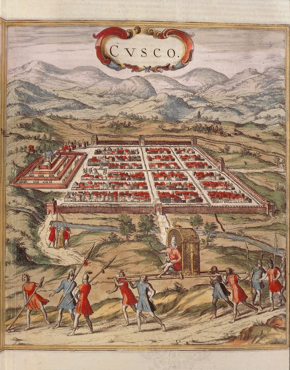Peru, cidade de Cuzco, gravura de Georg Braun de Georg Braun and Hogenberg Franz