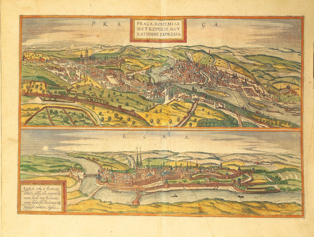 Praga e Cheb, Eger do Civitates Orbis Terrarum de Georg Braun de Georg Braun and Hogenberg Franz
