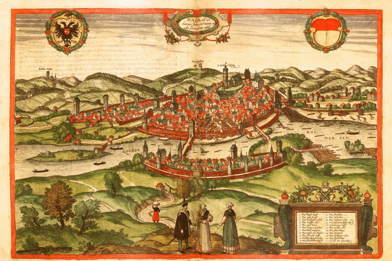 Swabischhall, Suábia, Alemanha de Georg and Hogenberg Franz (1535 90) Braun