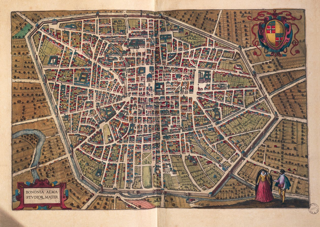 A cidade de Bolonha, de, Civitates Orbis Terrarum, de Georg Braun de Georg Braun and Hogenberg Franz