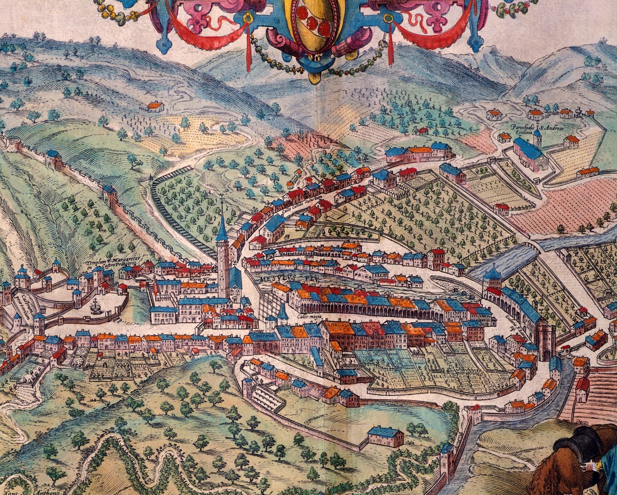 Vista de Serravalle Scrivia, de Georg Braun e Franz Hogenberg de Georg Braun and Hogenberg Franz