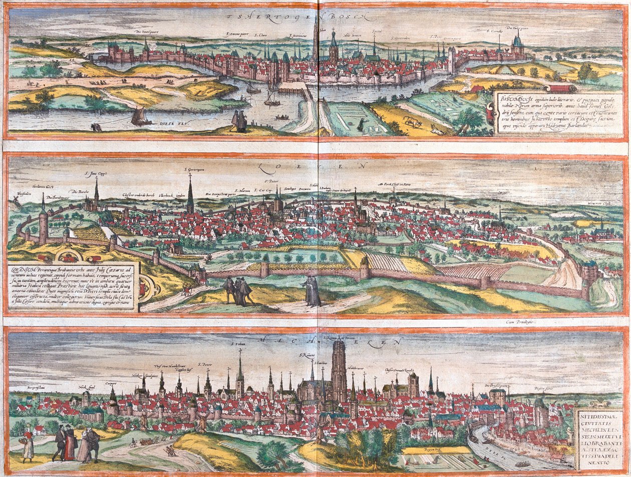 s-Hertogenbosch, Leuven, Machelen, Países Baixos, Bélgica de Georg and Hogenberg Franz (1535 90) Braun