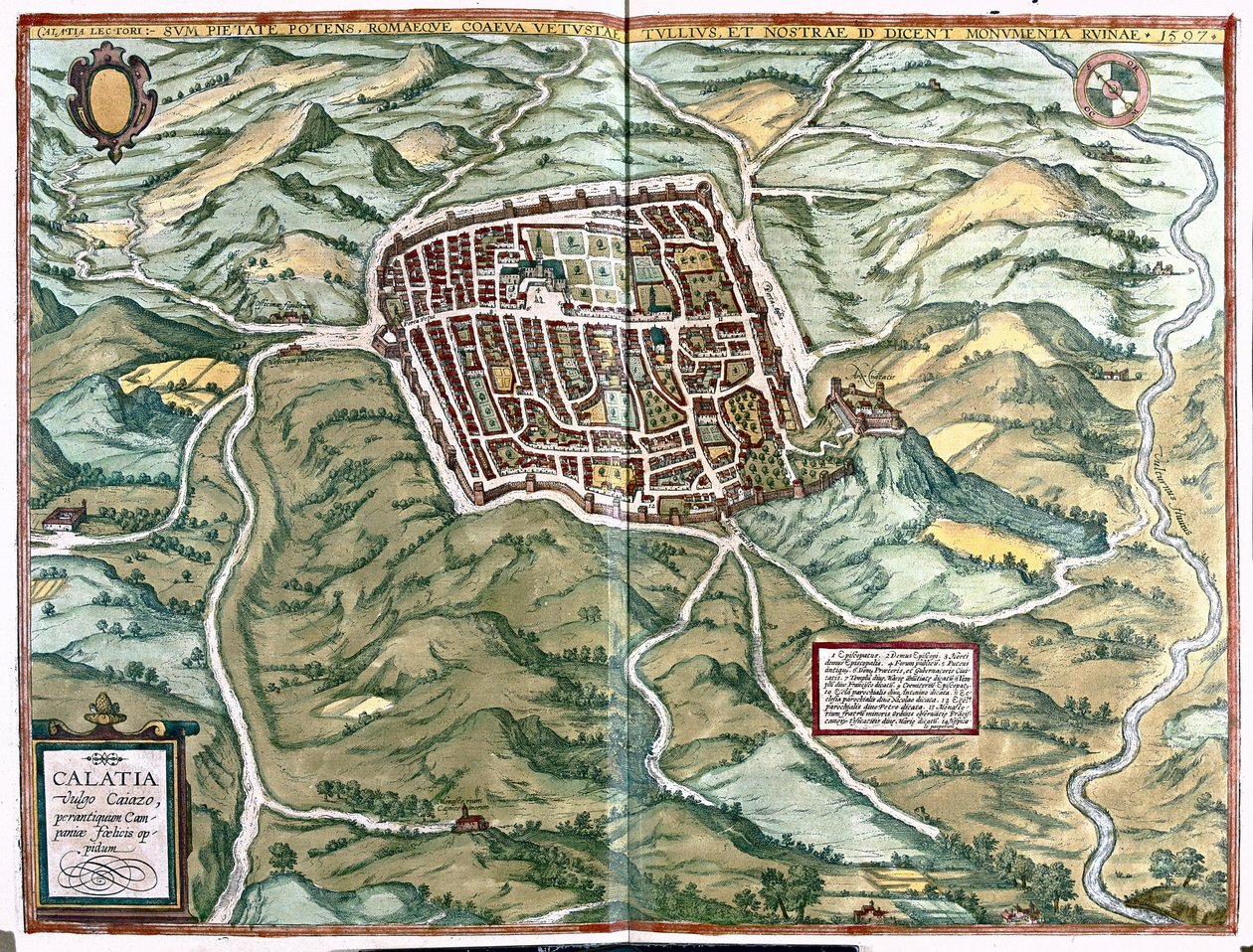 Caiazzo (província de Caserta), Itália de Georg Braun and Hogenberg Franz