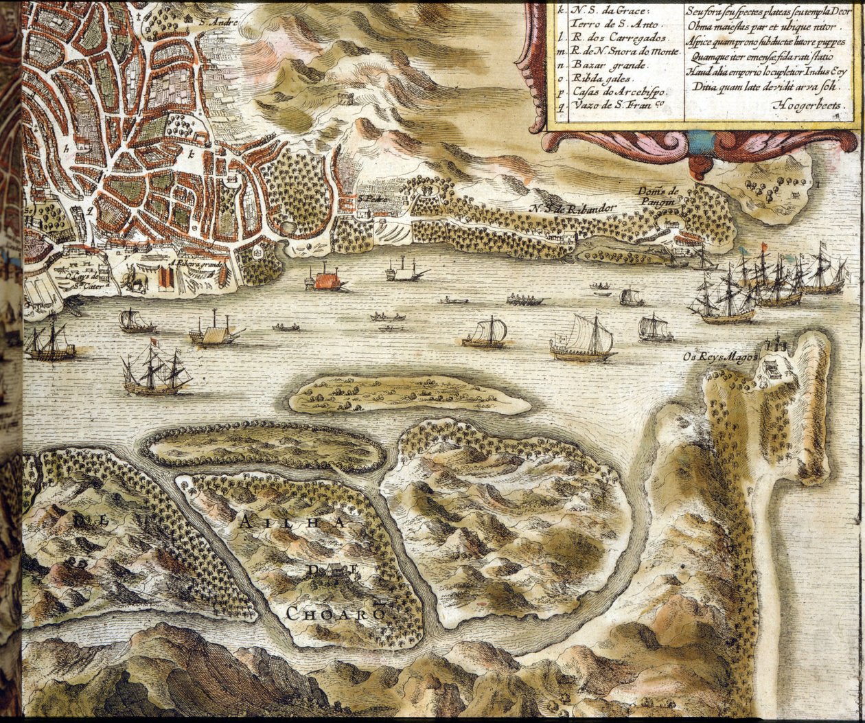 Goa. De acordo com o Atlas "Civitates Orbis terrarum" de Braun e Hogenberg de Georg Braun and Hogenberg Franz