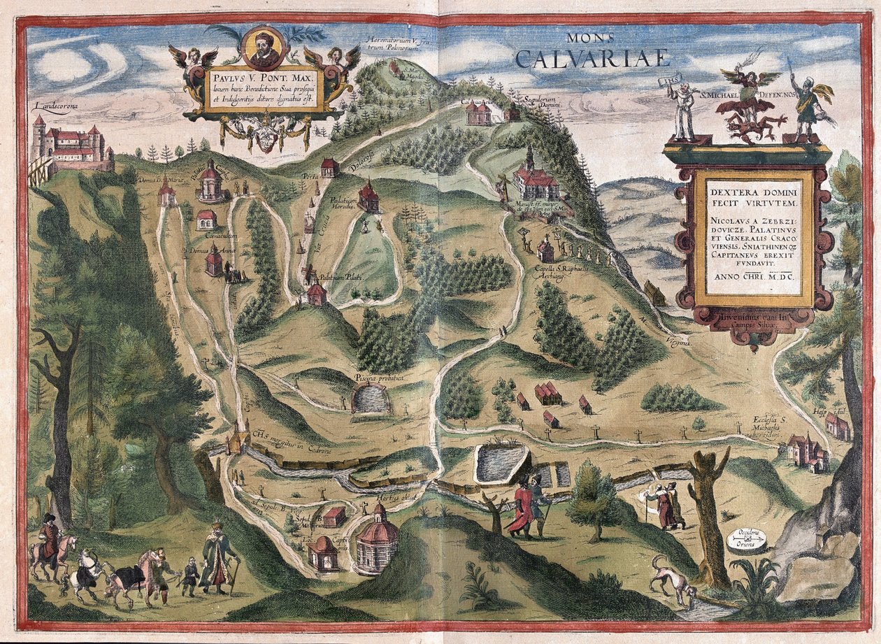 Kalwarya Zebrzydowka (sudeste de Cracóvia), Polónia (gravura de Georg Braun and Hogenberg Franz