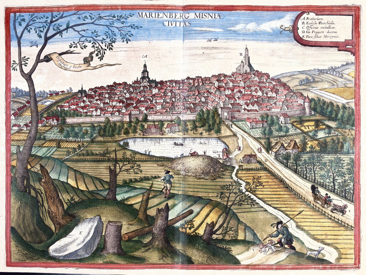 Marienberg, Saxónia, Alemanha (gravura de Georg Braun and Hogenberg Franz