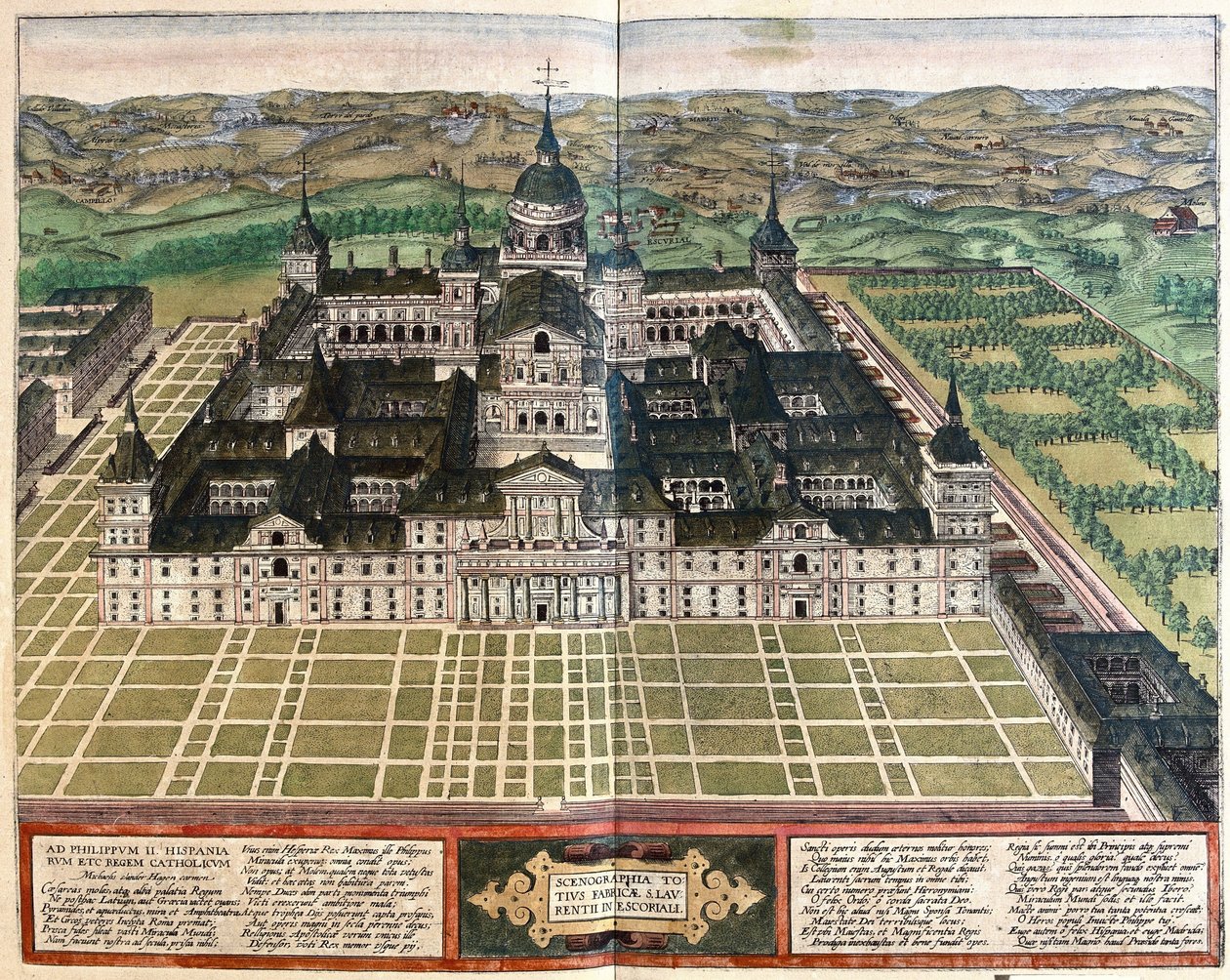 Mosteiro (Palácio do Rei Filipe II), Espanha (gravura de Georg Braun and Hogenberg Franz