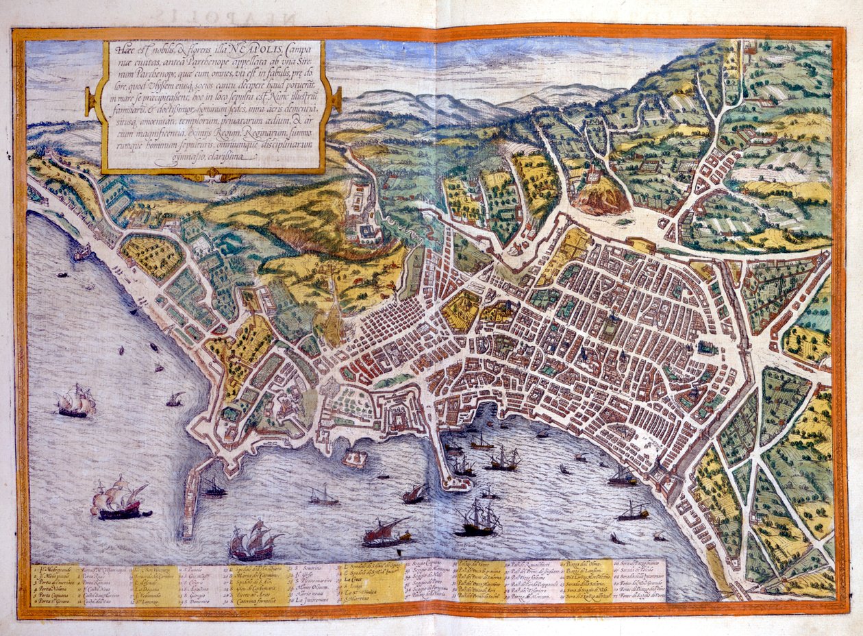 Nápoles, atlas da Braun & Hogenberg de Georg Braun and Hogenberg Franz