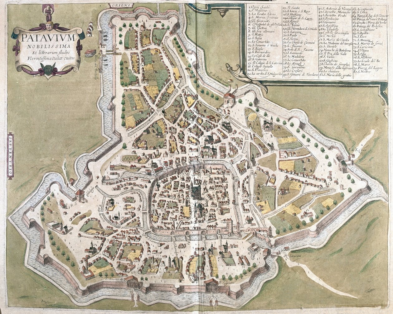 Pádua, região do Vêneto, Itália (gravura de Georg Braun and Hogenberg Franz