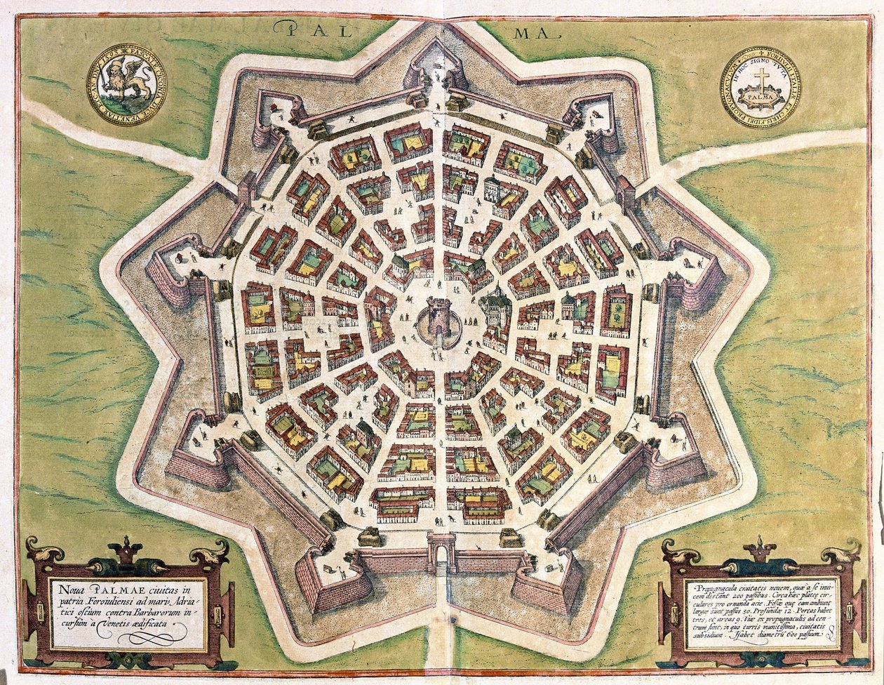 Palmanova, província de Udine, Itália (gravura de Georg Braun and Hogenberg Franz