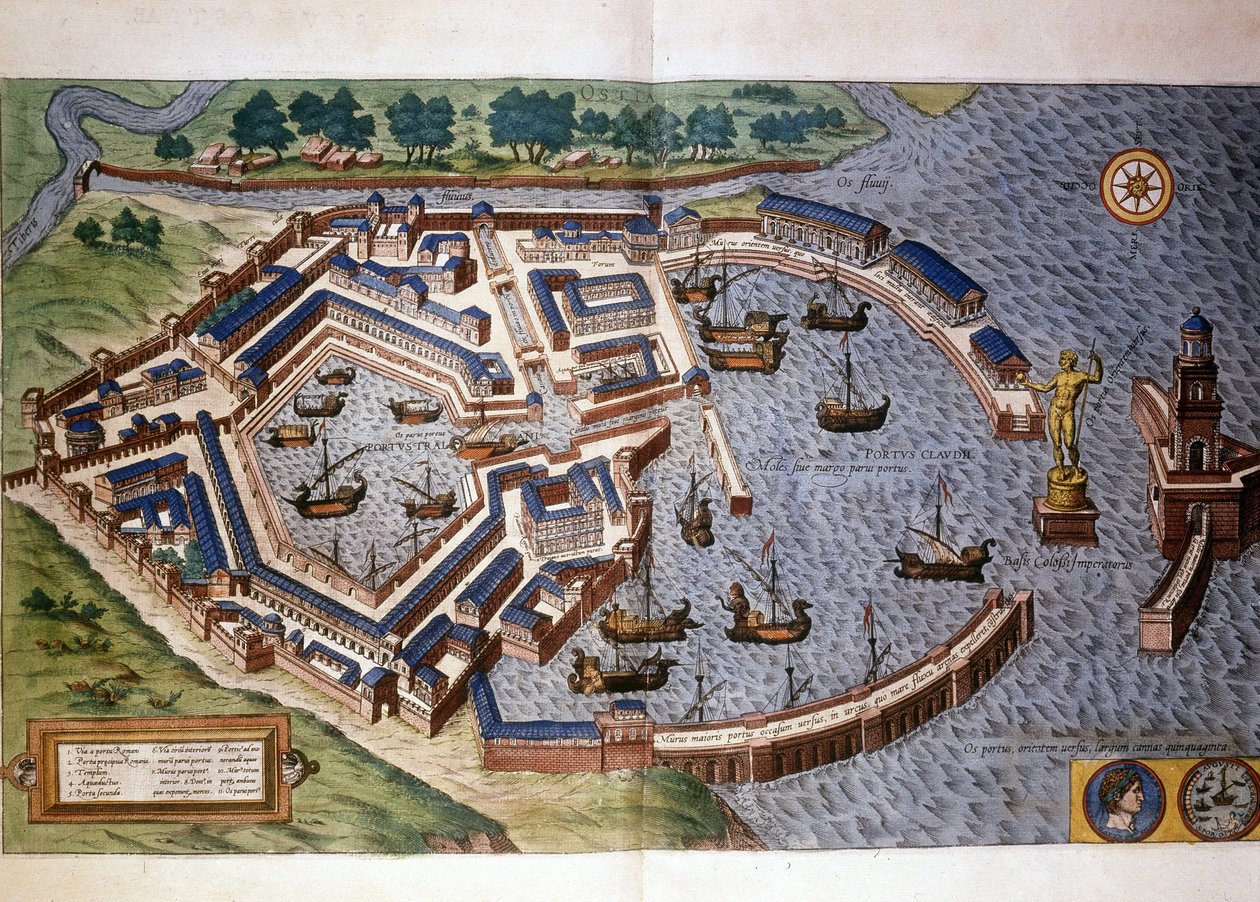 Porto de Óstia (Ostia) Ancião, Atlas Bram e Hopely de Georg Braun and Hogenberg Franz