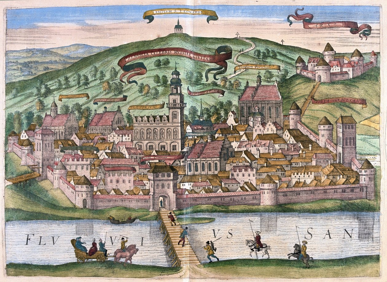 Przemysl, Polónia (gravura de Georg Braun and Hogenberg Franz