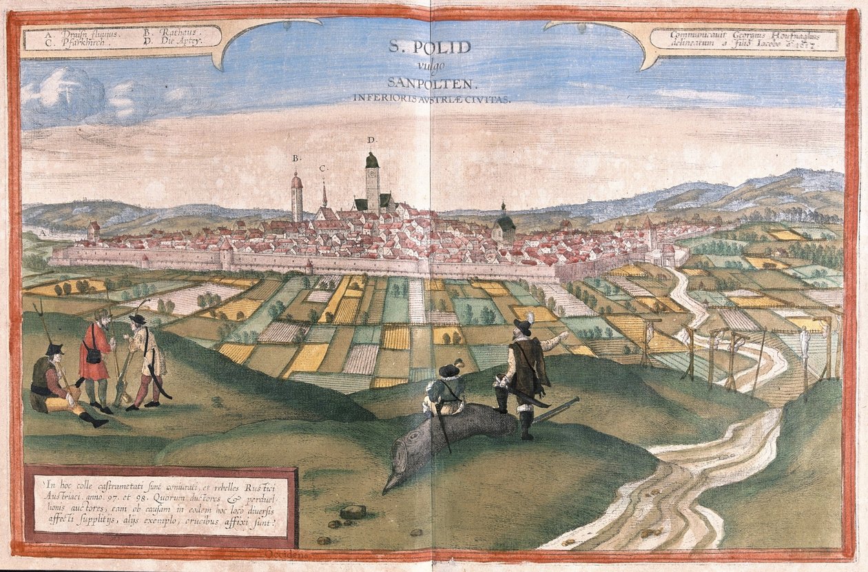 Sankt Polten, Áustria (gravura de Georg Braun and Hogenberg Franz