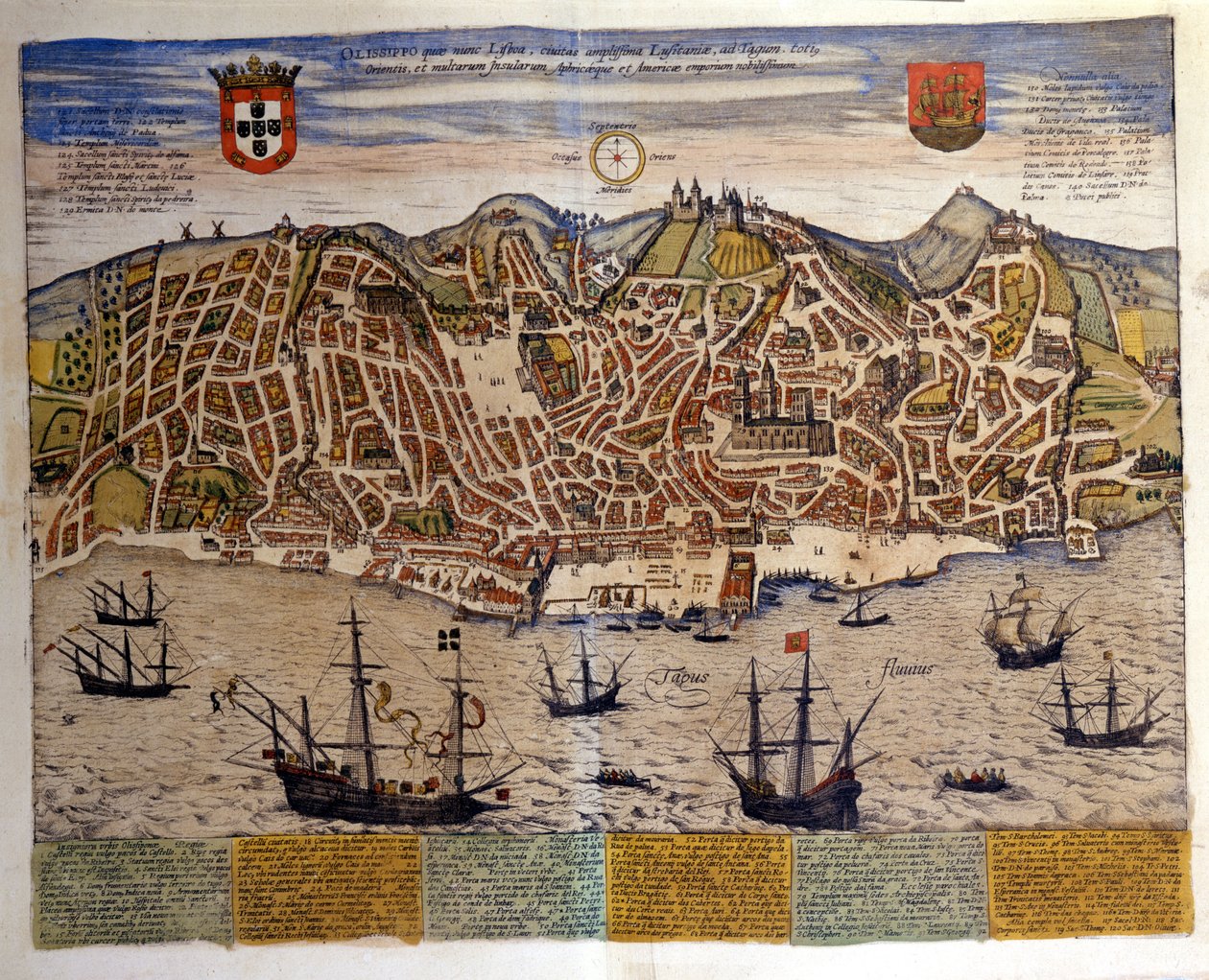 Vista de Lisboa no final do século XVI. Atlas "Civitates Orbis Terrarum" de Braun & Hogenberg de Georg Braun and Hogenberg Franz