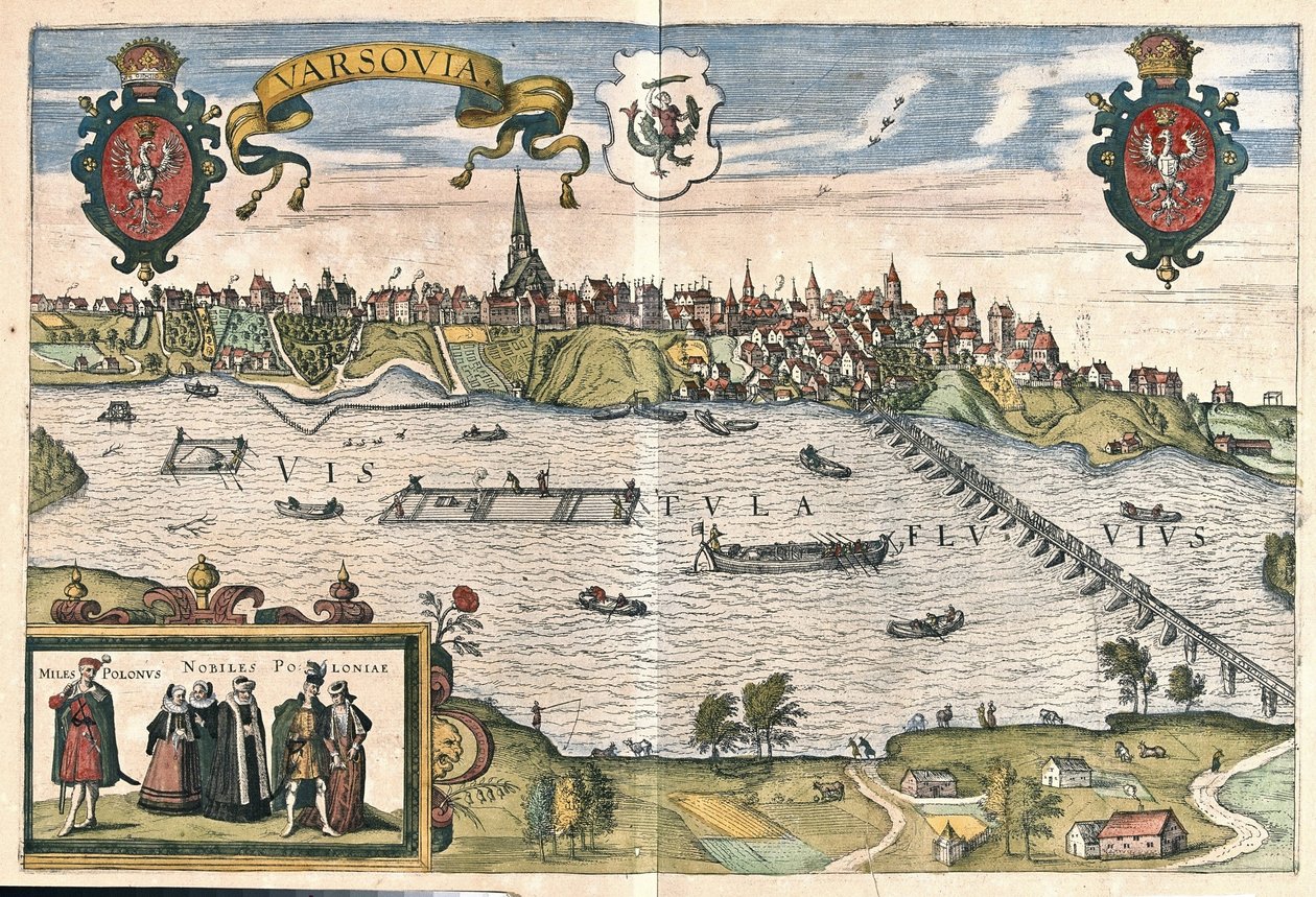 Varsóvia, Polónia (gravura de Georg Braun and Hogenberg Franz