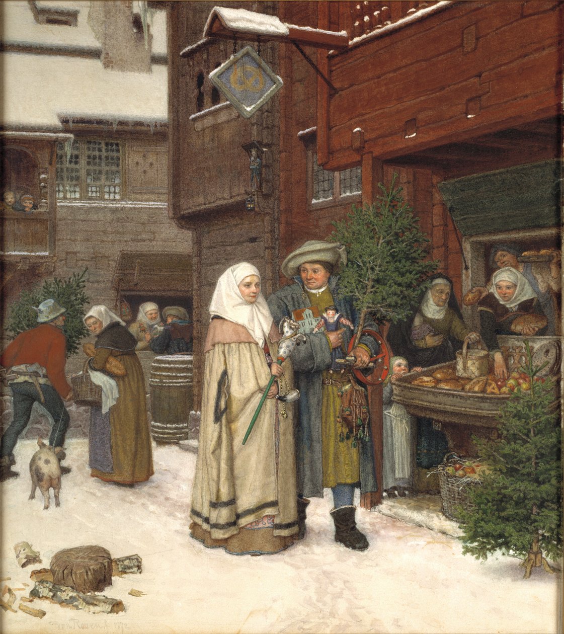 A Feira de Natal, 1872. de Georg von Rosen